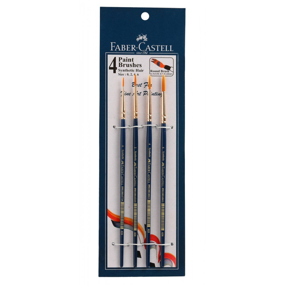 PAINT BRUSHES ASSORTED PACK OF 4 ROUND 
